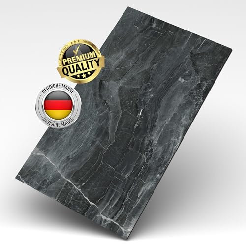 AS Country Stone Wandpaneele in Marmoroptik - 60x120 cm | PVC Wandverkleidung mit echtem Quarz und Steinmehl für Küche, Bad & mehr | Küchenrückwand Platte Wandpaneel | Dark Stone