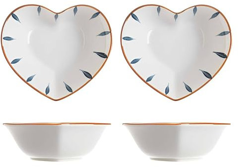 TYMYYS Cocotte Monoporzione Da Forno, 230ml, Terrines Forma Di Cuore, Pirottini In Ceramica, Crema Catalana Ciotole-C-Set of 4