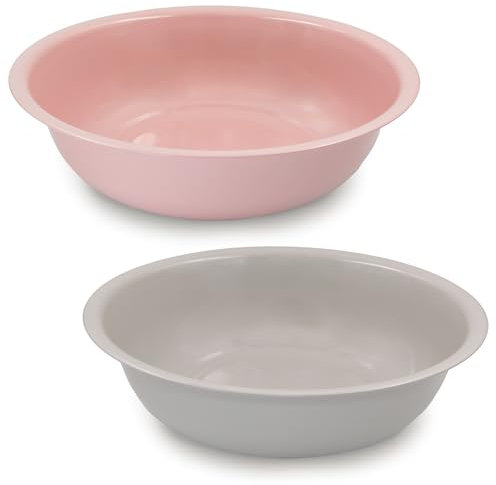 Blümelhuber Lackierte Wanne - Große Schale zum Bepflanzen - Garten Deko Draußen - Wasserwanne Miniteich Balkon Deko - Teichwanne Garten Deko (Grau und Rosa)