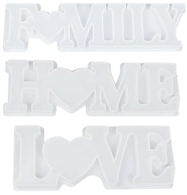 HDGSAFD 3 stampi in resina e 1 pipetta, accessori in resina, stampo in silicone, forma a forma di lettera (trasparente)