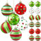 JOISHOP 18pcs Christmas Tree Baubles, 2.4 Inch Hanging Christmas Balls Ornaments Glittering Red and Green Christmas Baubles Shatterproof Balls with Strings for Xmas Tree Decorations