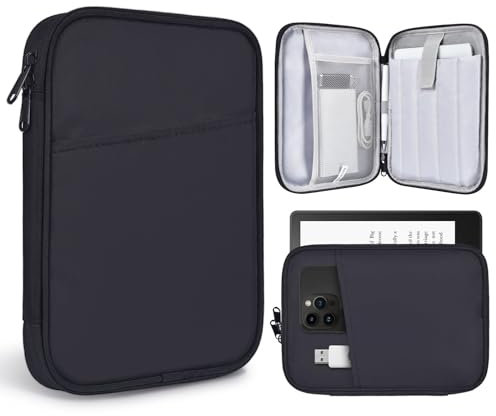 Housse de protection pour liseuse électronique de 6 à 7 Amazon Fire 7/Kindle Oasis 7,8, Kindle Paperwhite 11{^>e<^} 2021, Kindle Paperwhite/Kindle 2022 6, Kobo Clara 2E/Libra 2 (noir)