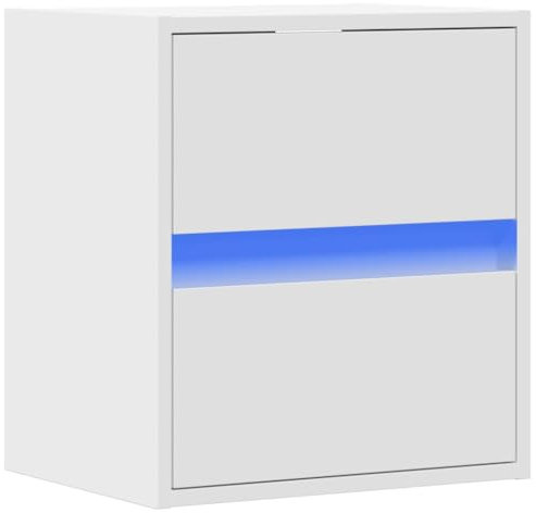 vidaXL Mueble de TV de Pared con Luces LED Blanco 41x31x45 cm, Mueble de TV suspendido, Mueble de TV montado en la Pared, Soporte de TV Flotante