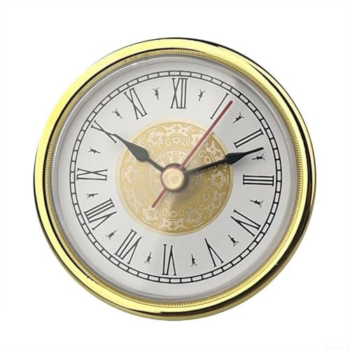 Elegante Retro-Uhr aus Aluminium mit goldfarbenem Rand, 65 mm, tolle Ergänzung für jedes Interieur- oder DIY-Projekt (A)