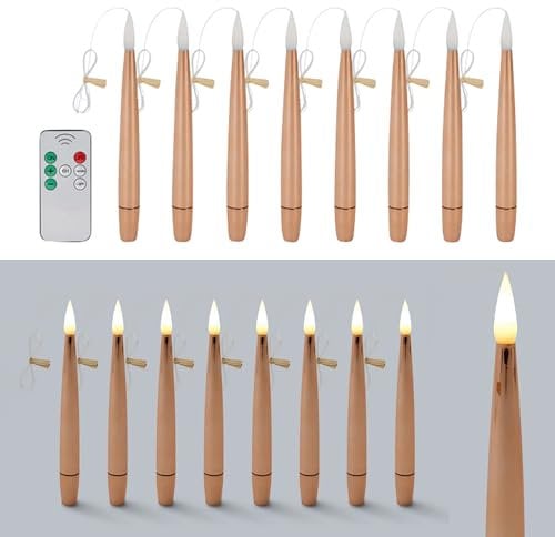 Online Fuchs 8 fliegende LED Kerzen mit Fernbedienung und Timer - Flying Candles - Schwebende Christbaumkerzen, Weihnachtskerzen (Champagner)