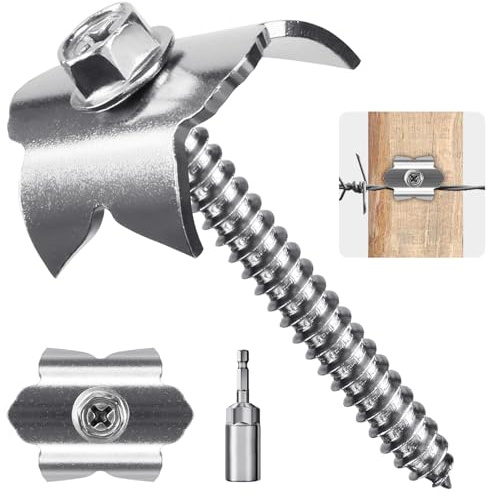 Dolibest Zaun Krampennägel 40mm 50 Drahtzaun Heftklammer Befestigung | Edelstahl,Doppelstabmattenzaun Maschendrahtzaun Staketenzaun Holzpfosten Holztor,M8 Adapter,Wiederverwendbar