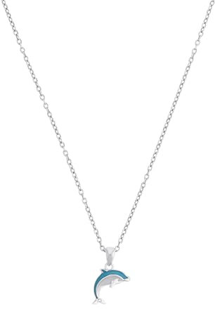 Prinzessin Lillifee Kette mit Anhänger 925 Sterling Silber Mädchen Kinder Halsschmuck, mit Zirkonia synth., 35+3 cm, Blau, Delphin, Kommt in Schmuck Geschenk Box, 2039764