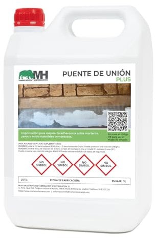 Puente de Unión plus para Morteros,cemento y yeso.Mejora la Adherencia y la dureza de todo tipo de morteros cementosos - Resina Acrílica al Agua (5.0, Kilogramos)