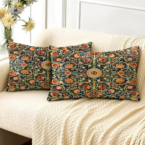 HUASHUZI Kissenbezug 30x50 cm Kissen William Morris deko für sofakissen kissenbezüge 2er Set doppelseitiges Muster dekokissen couchkissen kissenhülle Sofa Schlafzimmer Wohnzimmer Zimmer zierkissen