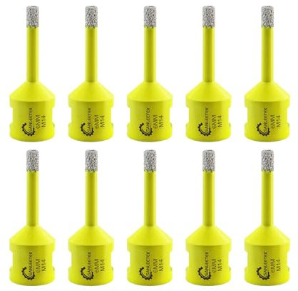 SANLEETEK Diamond Core Drill Bit - Tile Hole Cutter Set 10pcs 6mm Diamond Hole Saw Set for Ceramic Porcelain Marble Granite