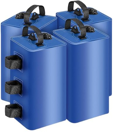 QUXVUIS Set di 4 pesi per tenda da sole, set da 4, per supporto stabile della tettoia. Set di pesi per tenda da sole, set da 4 sacchi di sabbia per le gambe della tenda da sole, durevoli, blu, 10 l