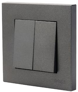 Interrupteur Mural Moderne, Double Allumage Simple Commande,250V 10A,Design Carré, Gris Anthracite, Montage Encastré,pour Maison et Bureau