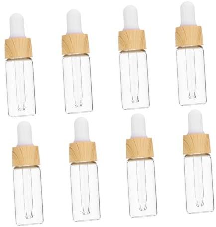 Hemobllo Flacons Compte-gouttes en Verre Rechargeable Lot de 8 Motif Bois Facile à Nettoyer et Dosage Précis pour Voyage D'affaires ou Voyage en Famille
