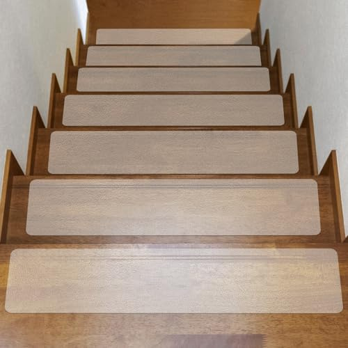 10er-Pack Transparent Anti-Rutsch-Band 15x76cm Selbstklebend für Treppen | Klares rutschfestes Band für Holztreppen & Böden. Vorgeschnitten, starker Kleber, unsichtbar, oberflächenschonend.