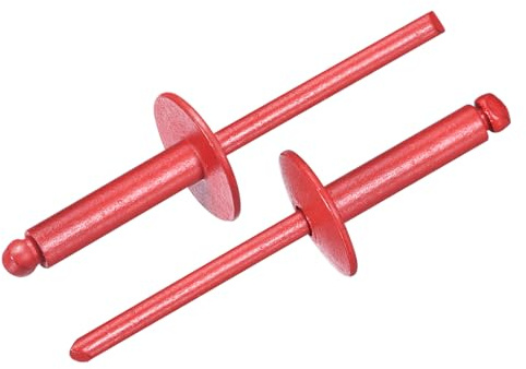 QUARKZMAN 35Pcs 3/16x3/4 Rivets Aveugles À Tête Large À Collerette, En Acier Au CarAdmirablee, Rouge