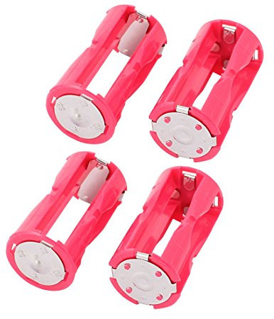 sourcing map 4pcs Support Rond en Plastique boîte Fort Rose Rouge pour 4 Piles AAA 1,5 V