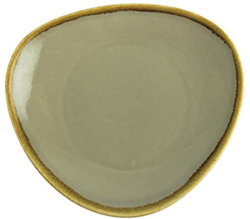 Olympia Kiln Geschirr Dreieckige Teller Moos 280mm / 11 inch (4er Pack), Moosfarbenes Porzellan, Handbemalt, Chipresistent, Mikrowellen- / Spülmaschinenfest, Restaurant Café und Hausgebrauch, GP474