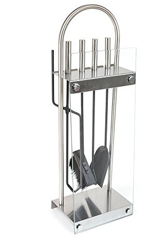 designfun KAMINBESTECK Set 5-TEILIG AUS Eisen, Edelstahl UND SICHERHEITSGLAS