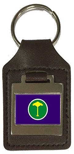Schlüsselanhänger aus Leder mit Gravur Sao Carlos City Sao Paulo Bundesstaat Flagge