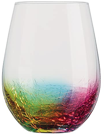 Artland - Neon DOF Tumbler - Set of 2 - Multi Colour Crackle Design Decorative DOF Tumbler for Celebrations and Gift Set