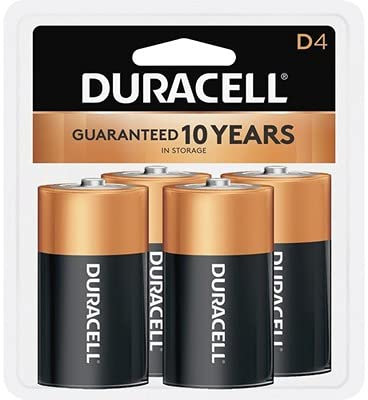 Duracell - Pilas alcalinas D CopperTop con paquete resellable - Batería D de larga duración y multiusos para el hogar y el negocio - 4 unidades (Paquete de 12)