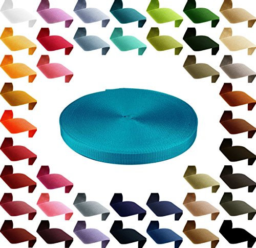 1m PP Gurtband, Polypropylen, 25mm breit, 1,3mm stark stabil, Farbwahl, Gurtband:549 türkis