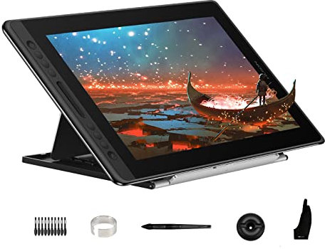 Huion Kamvas Pro 16 Drawing Tablet Monitor 2019 Fully Laminated Pen Display Tilting Battery-Free Stylus with Adjustable Stand - 15.6 Inch