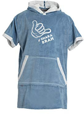 Revise RE-852 Poncho mit Kapuze – Bademantel – Badetuch – Poncho handtuch - Damen Herren Kinder - mit Bambusfaser - Blau Gr. S/M