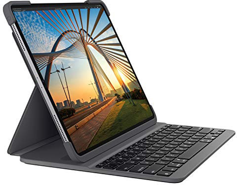 Logitech SLIM FOLIO PRO Bluetooth-Tastatur-Case mit Hintergrundbeleuchtung für iPad Pro 11 Zoll (1. und 2. Generation) (Modell: A1980, A1934, A1979, A2013), Skandinavisches QWERTY-Layout Grafit