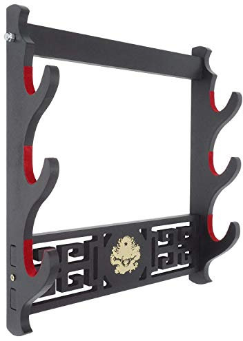 Cohki Porte-éPéE Montage Mural Velours Rembourré Katana Stand Samurai Porte-éPéE PréSentoir Style Dragon-3-Tier