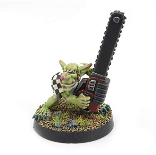 War World Gaming Gutrot Greenskins - Chainsaw Goblin Special Player - 28mm Scale Fantasy Football Miniature Mini Figure Blood Bowl Paintable Collectible Painting