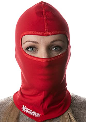 Starks Sturmhaube Balaclava Gesichtsmaske in Rot - Premium Komfort, Einheitsgröße, Unisex - atmungsaktiv hypoallergisch, universell