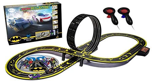 Scalextric Micro Car Race Track Sets Age 4+ for Kids + - Batman vs Joker Themed Construction Set, Battery Powered Racing, Slot Cars Kids' Play Vehicles - Mini Toy Tracks for Boys