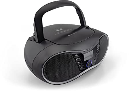 Caliber Tragbarer Radio -CD -Player - Bluetooth - DAB+ AM FM AUX - LED -Anzeige - Wecker - Kinderradio - Akku - HBC434DAB-BT - 3,5 mm Jack - Schwarz - 390 x 220 x 130 mm