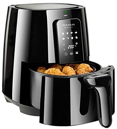Taurus Air Fry Digital - Freidora de aire digital, sin aceite, recetario, fríe, asa, hornea y calienta,3.5 L, 1300 W, 0-60 minutos, 80-200 °C, antiadherente, libre de PFOA y BPA, negro