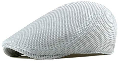 TQC Schirmmützen Herren Sommer Mesh Barett Cap Schiebermütze Flatcap Kappe (Weiß)