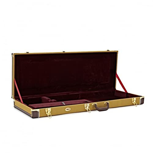 Gear4Music Gitarren-Hartschalenkoffer für E-Gitarren Tweed mit Plüschauskleidung