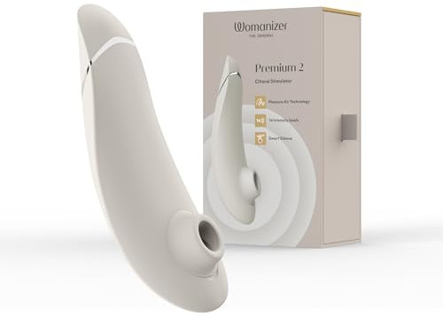 Womanizer Premium 2 Klitoris-Sauger –Saugspielzeug mit Autopilot und Smart Silence – Wasserdichter Klitoris-Stimulator mit 14 Sauggeschwindigkeiten – Vibrierendes Sexspielzeug für Frauen - Weiß