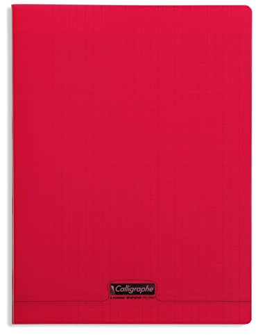 Calligraphe 18193C - Un Paquet de 10 Cahiers Piqués (Gamme 8000 de Clairefontaine) 96 Pages 24X32 cm 90G Grands Carreaux, Couverture Polypro (Plastique), Rouge