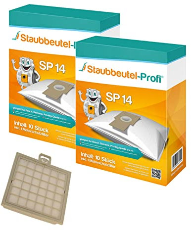 20 Staubsaugerbeutel SP14 1 HEPA Filter 002 geeignet für Siemens VS 08GP Green Power