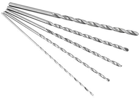 Ausla 5 Stück Lang HSS Spiralbohrer, Bohrer, Kernlochbohrer Satz, 2mm/ 3mm/ 3,5 mm/ 4mm/ 5mm, Holzbohrer lang, für Aluminium, Holz, Kunststoffen