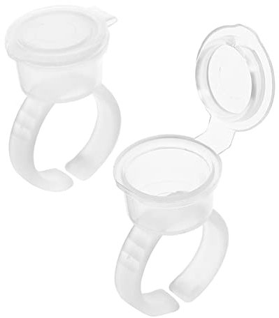 Tattoo Ring Cup with Lid, 100 Pcs Tattoo Microblading Ink ring Pigment Ink Holder Container Cup Cap Glue Ink Holder for Eyelash Extended Nail Art Makeup Tattoo