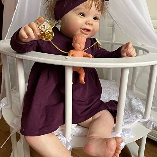 Enjoy with Love Neue 60 cm Riesige Baby Reborn Babypuppe Kodi Bär Mädchenpuppe Lebensechte 3D Bemalte Haut mit Sichtbaren Venen Collecitle Art Doll (Blue Eyes)