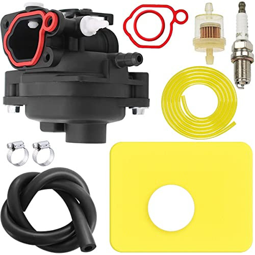 ZAMDOE 799583 593261 Vergaser-Luftfilter-Kit für Briggs & Stratton 591160 595656 591979 300E 450E 500E 550EX 125cc 140cc 08P502 09P602 Serie Rasenmäher Motoren Teile, mit Kraftstoffleitungen Zündkerze