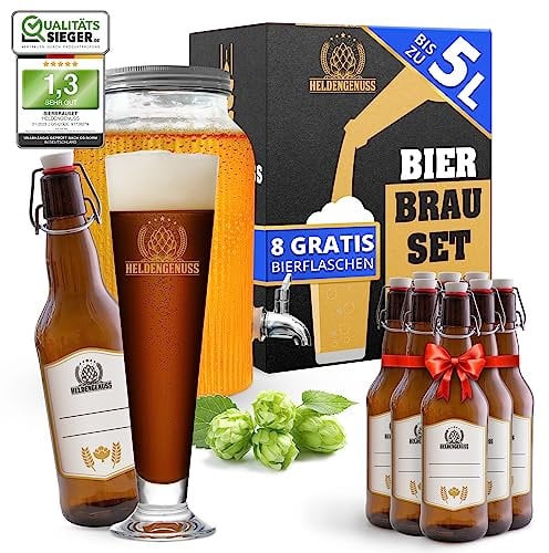 Heldengenuss - Bierbrauset Dunkles Bier - 5L Bier - [Echtes Brauerlebnis] - Bier brauen Set Mit Videoanleitung - Bier Geschenke für Männer