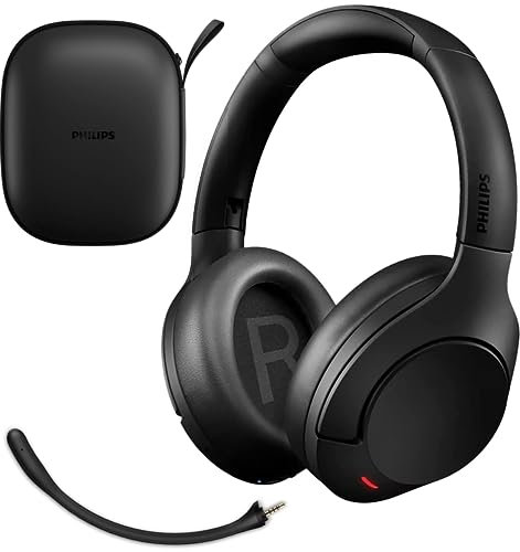 Philips Cuffie wireless con cancellazione del rumore, cuffie stereo over-ear wireless con microfono rimovibile, cuffie Bluetooth con microfono, leggere e controllo touch, 55 ore di riproduzione