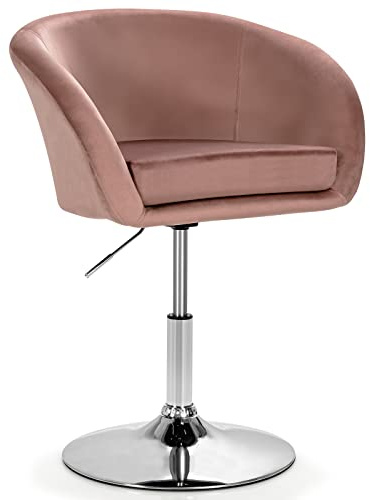 COSTWAY Sgabelli da Bar Girevole in Velluto, Sgabelli Cucina Moderni Design Alte con Schienale, Sedia Rotondo Regolabile in Altezza, con Braccioli, per Cucina Ufficio Bar (Rosa)