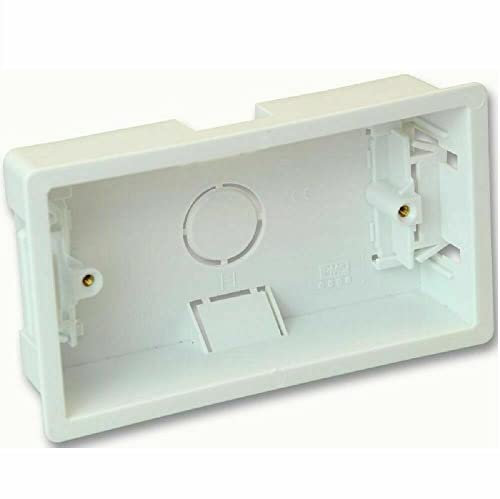 35mm Deep Double/Twin Plastic Dry Lining Back Box - 2 Gang Wall Flush Mount Pattress