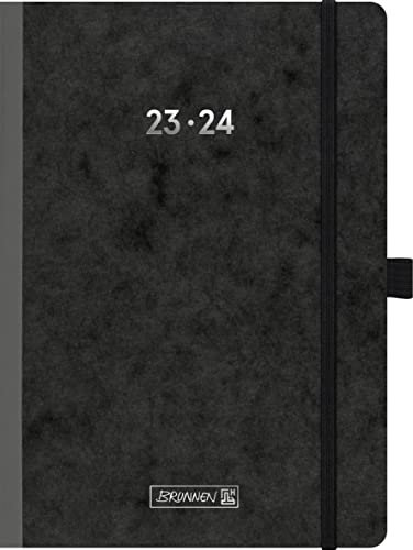 BRUNNEN Schülerkalender FACT!plus 2023/2024 2 Seiten = 1 Woche A5 schwarz