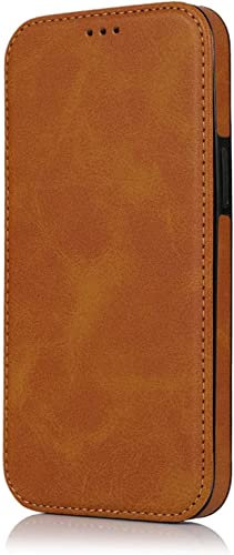 INFRI Stend Funktion Flip Case für Apple iPhone 14 Plus (2022) 6,7 Zoll, PU Leder [TPU Innenschale] Clamshell Folio Handyhülle [Kartenhalter] (Farbe: Khaki)